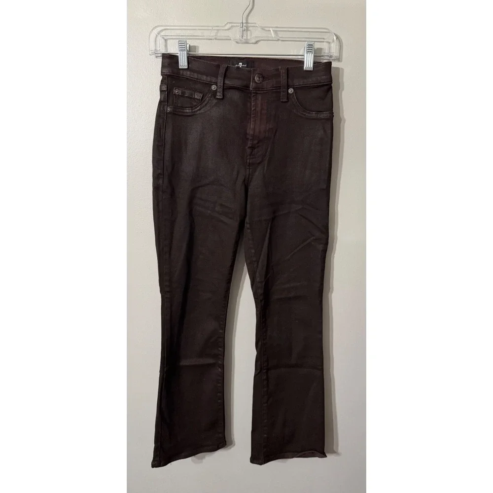 7 For All Mankind Coated High Waist Skinny Jeans Brown Size 24